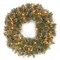 National Tree Company Pre-Lit Artificial Christmas Wreath, Green, Glittery Bristle Pine, White Lights, Decorated with Frosted Branches, Pine Cones, Christmas Collection, 24 Inches